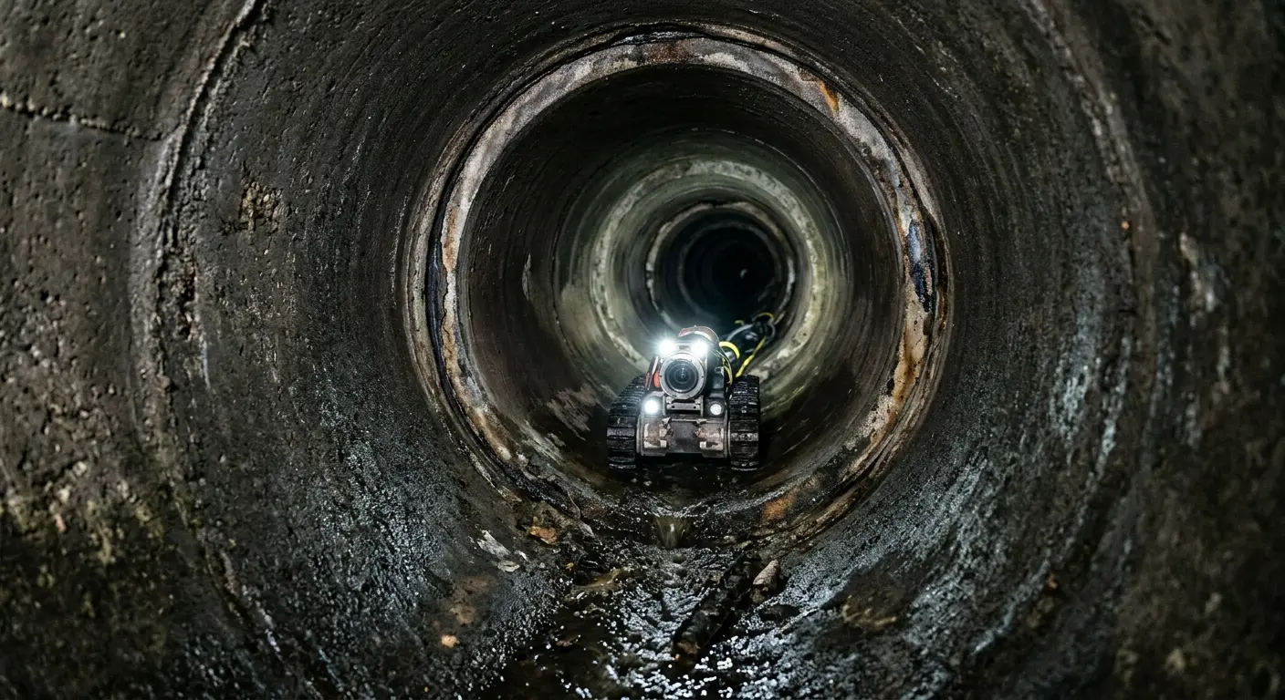 Robotic sewer camera inspecting pipe interior for Sewer Line Repair in Maumelle
